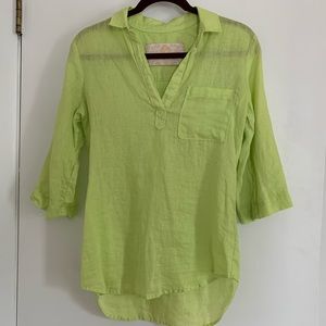 XS Bella Dahl linen shirt with roll-up sleeves